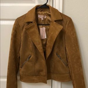 Brown faux suede leather jacket. Size XS. NWT